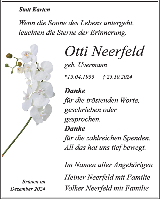 Traueranzeige von Otti Neerfeld von Rheinische Post