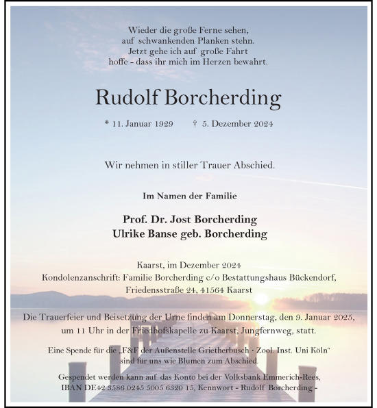 Traueranzeige von Rudolf Borcherding von Rheinische Post