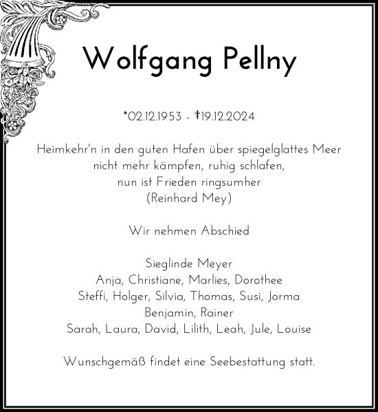 Traueranzeige von Wolfgang Pellny von Rheinische Post