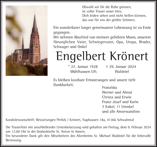 Traueranzeige von Engelbert Krönert von Rheinische Post