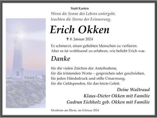 Traueranzeige von Erich Okken von Rheinische Post