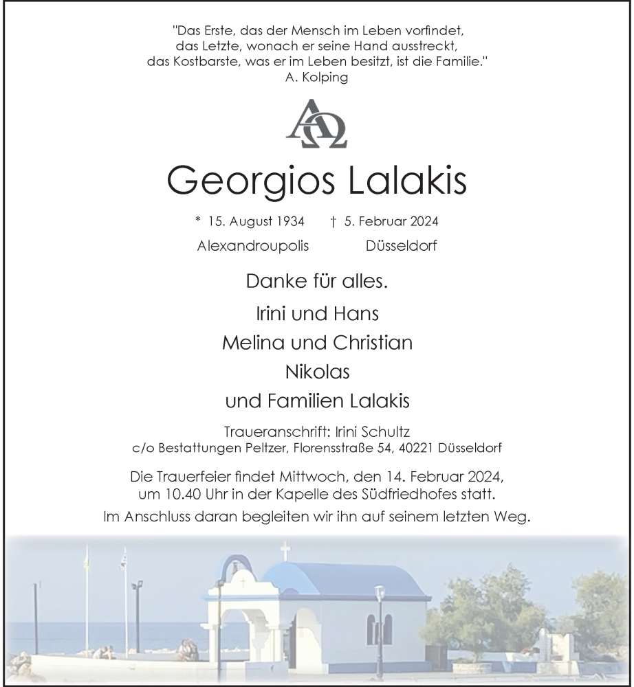  Traueranzeige für Georgios Lalakis vom 10.02.2024 aus Rheinische Post