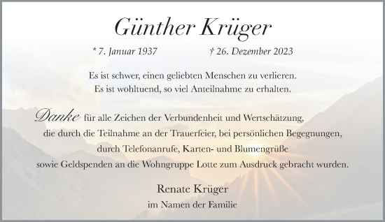 Traueranzeige von Günther Krüger von Rheinische Post
