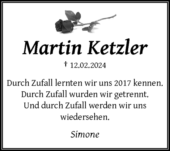 Traueranzeige von Martin Ketzler von Rheinische Post