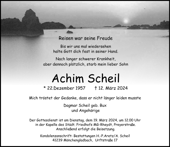 Traueranzeige von Achim Scheil von Rheinische Post