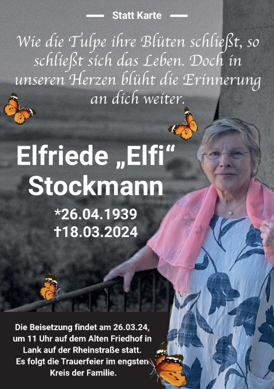 Traueranzeige von Elfriede Stockmann von Rheinische Post