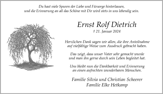 Traueranzeige von Ernst Rolf Dietrich von Rheinische Post