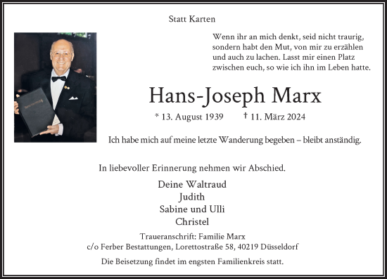 Traueranzeige von Hans-Joseph Marx von Rheinische Post