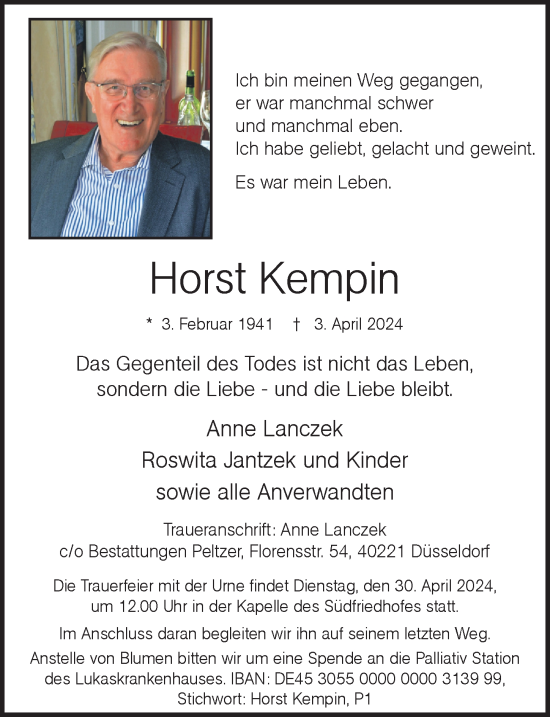 Traueranzeige von Horst Kempin von Rheinische Post