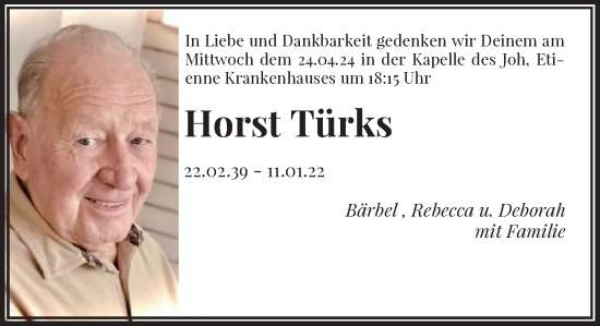 Traueranzeige von Horst Türks von Rheinische Post