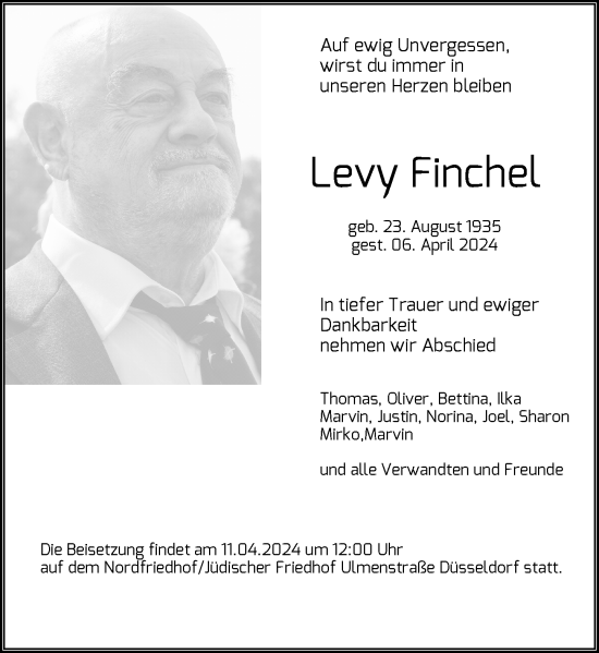 Traueranzeige von Levy Finchel von Rheinische Post