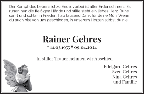 Traueranzeige von Rainer Gehres von Rheinische Post