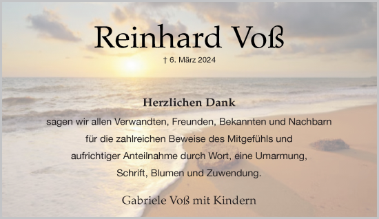 Traueranzeige von Reinhard Voß von Rheinische Post