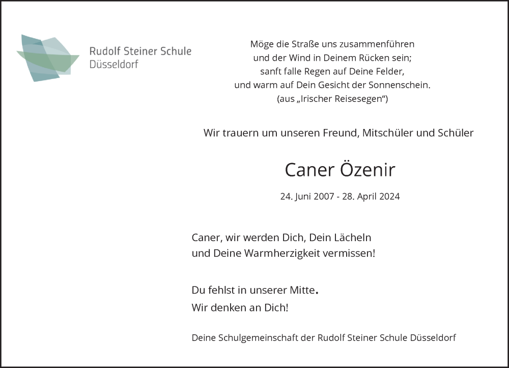 Traueranzeige für Caner Özenir vom 04.05.2024 aus Rheinische Post