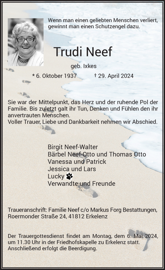 Traueranzeige von Trudi Neef von Rheinische Post