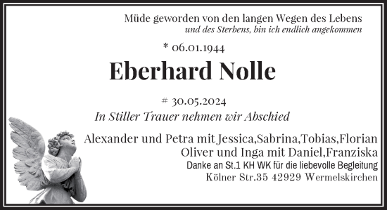 Traueranzeige von Eberhard Nolle von Rheinische Post