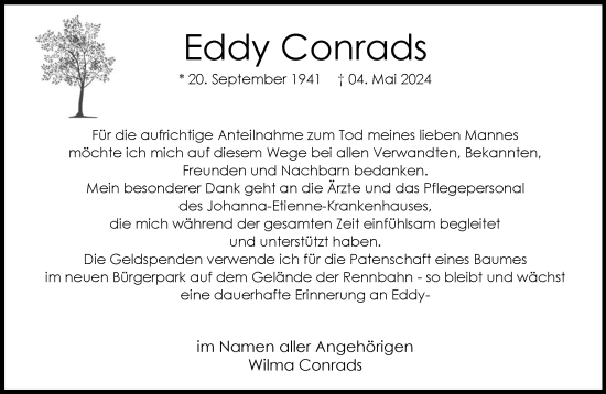 Traueranzeige von Eddy Conrads von Rheinische Post