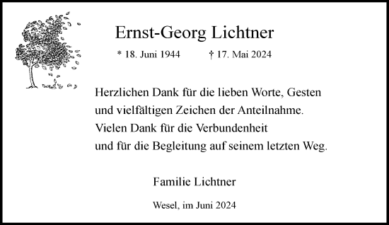 Traueranzeige von Ernst-Georg Lichtner von Rheinische Post