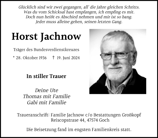 Traueranzeige von Horst Jachnow von Rheinische Post