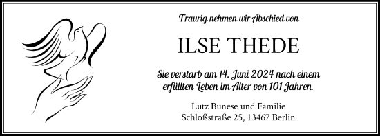 Traueranzeige von Ilse Thede von Rheinische Post