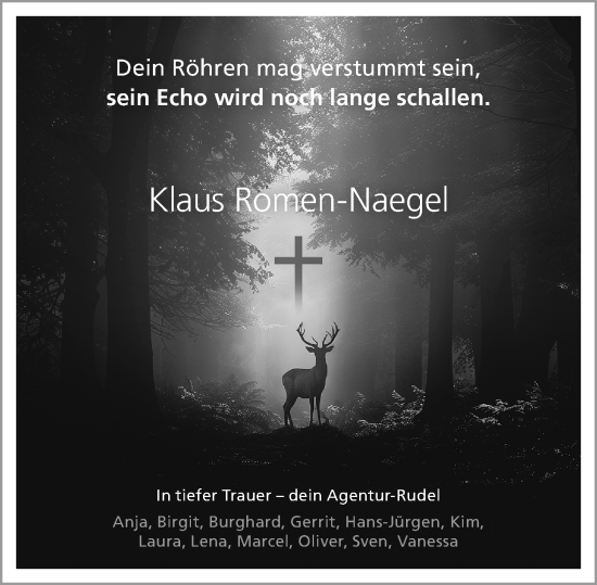 Traueranzeige von Klaus Romen-Naegel von Rheinische Post