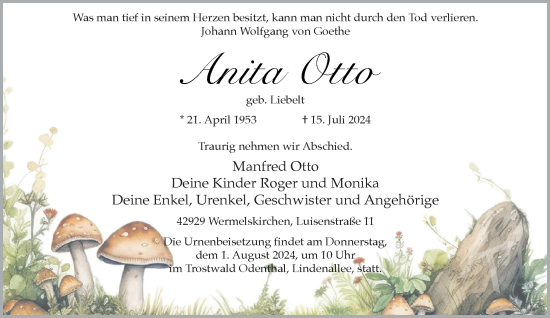 Traueranzeige von Anita Otto von Rheinische Post