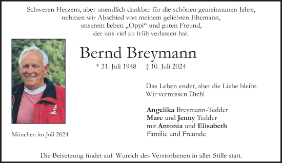 Traueranzeige von Bernd Breymann von Rheinische Post