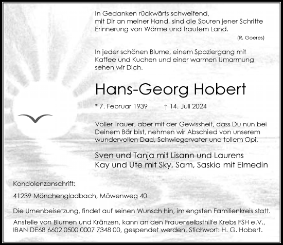Traueranzeige von Hans-Georg Hobert von Rheinische Post