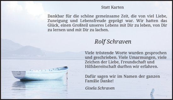 Traueranzeige von Rolf Schraven von Rheinische Post