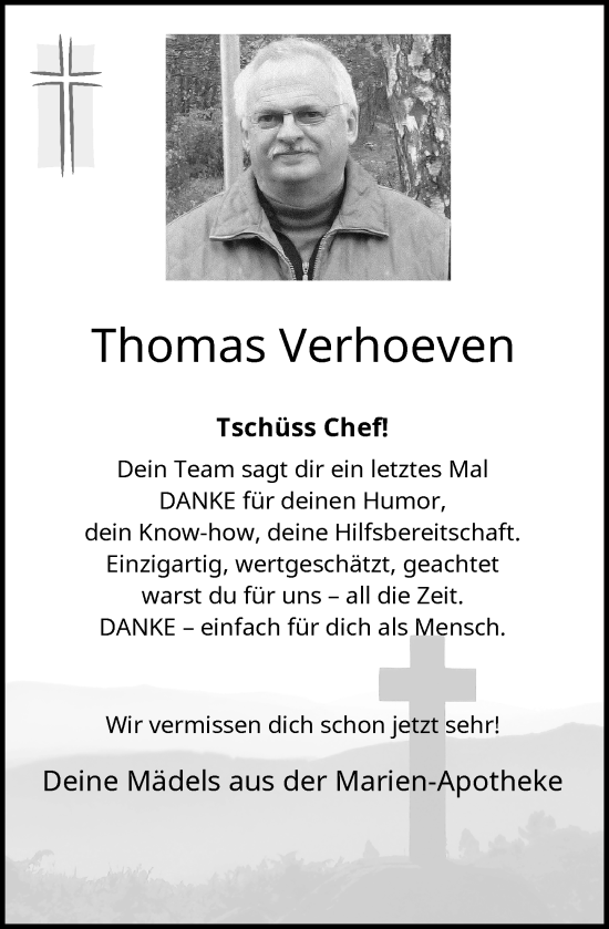 Traueranzeige von Thomas Verhoeven von Rheinische Post