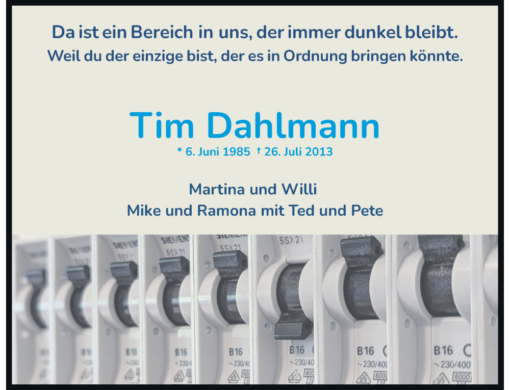  Traueranzeige für Tim Dahlmann vom 20.07.2024 aus Rheinische Post