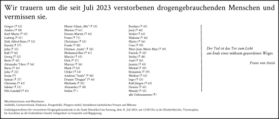 Traueranzeige von Totentafel vom 20.07.2024 von Rheinische Post