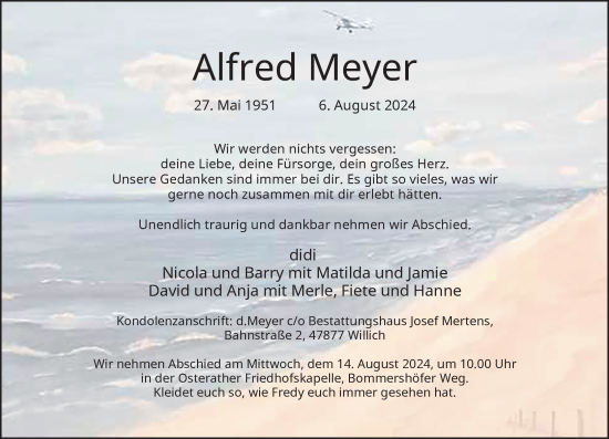 Traueranzeige von Alfred Meyer von Rheinische Post