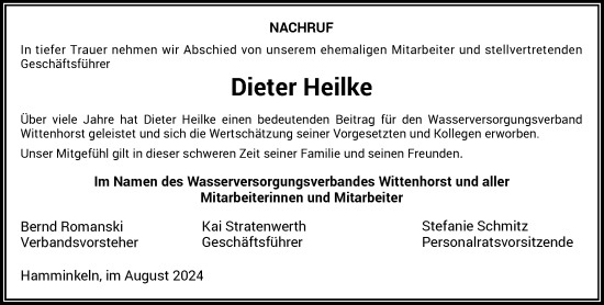 Traueranzeige von Dieter Heilke von Rheinische Post