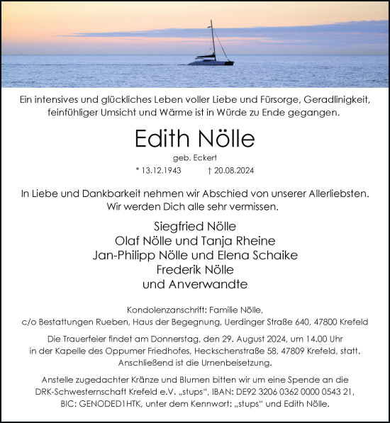 Traueranzeige von Edith Nölle von Rheinische Post