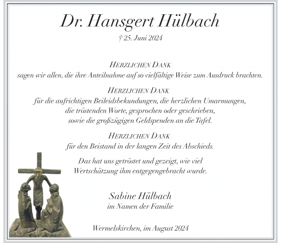 Traueranzeige von Hansgert Hülbach von Rheinische Post