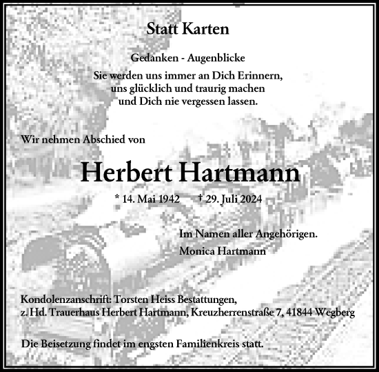 Traueranzeige von Herbert Hartmann von Rheinische Post