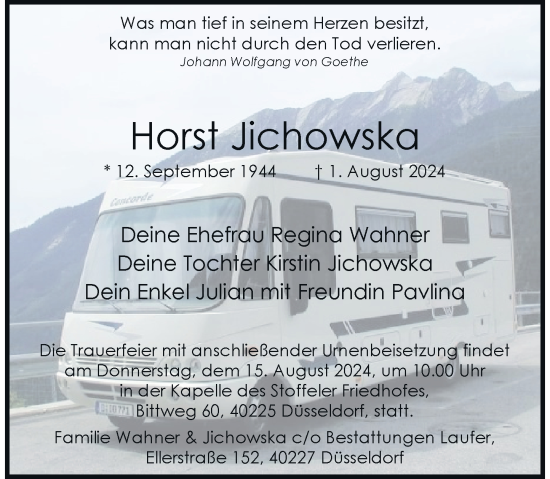 Traueranzeige von Horst Jichowska von Rheinische Post