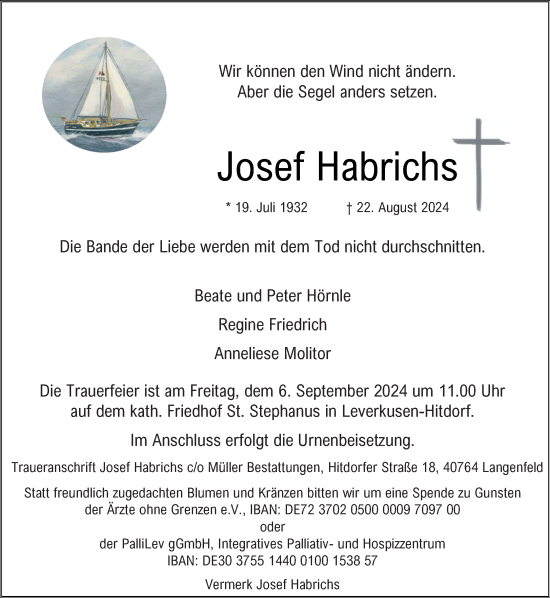 Traueranzeige von Josef Habrichs von Rheinische Post