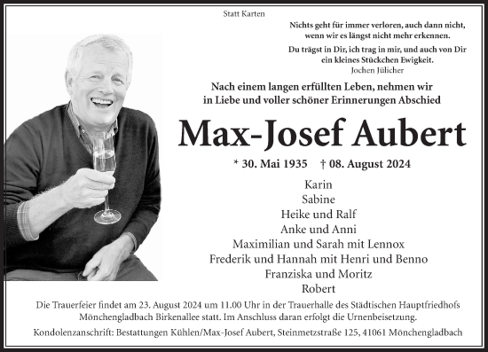 Traueranzeige von Max-Josef Aubert von Rheinische Post