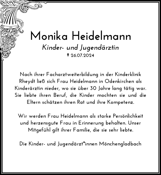 Traueranzeige von Monika Heidelmann von Rheinische Post