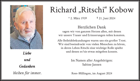 Traueranzeige von Richard Kobow von Rheinische Post