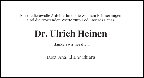 Traueranzeige von Ulrich Heinen von Rheinische Post