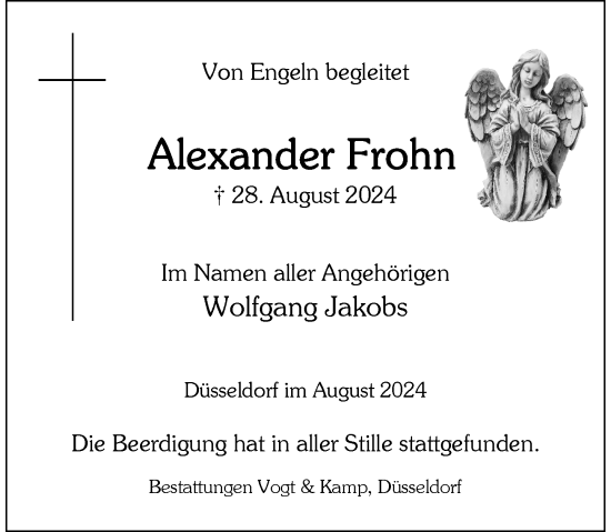 Traueranzeige von Alexander Frohn von Rheinische Post