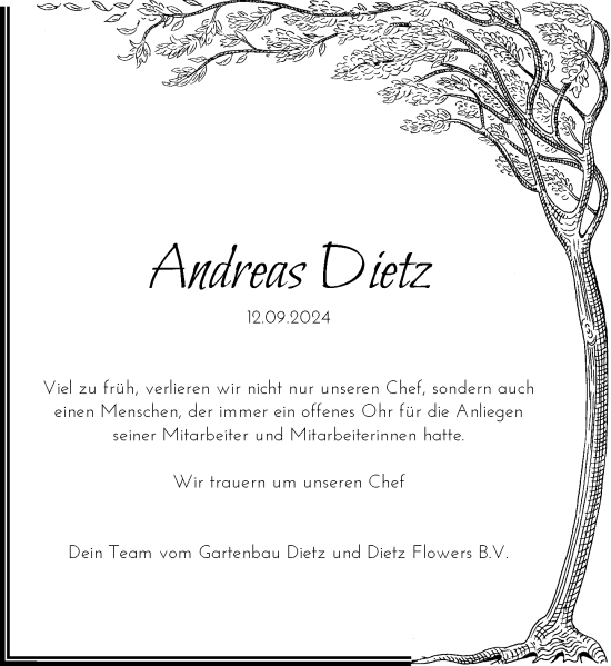 Traueranzeige von Andreas Dietz von Rheinische Post