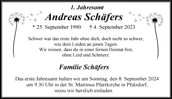 Traueranzeige von Andreas Schäfers von Rheinische Post