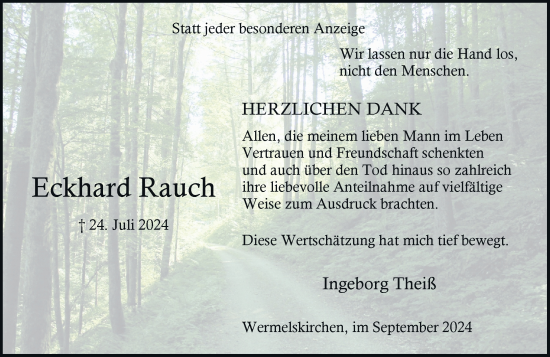 Traueranzeige von Eckhard Rauch von Rheinische Post