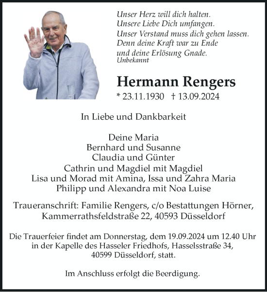 Traueranzeige von Hermann Rengers von Rheinische Post