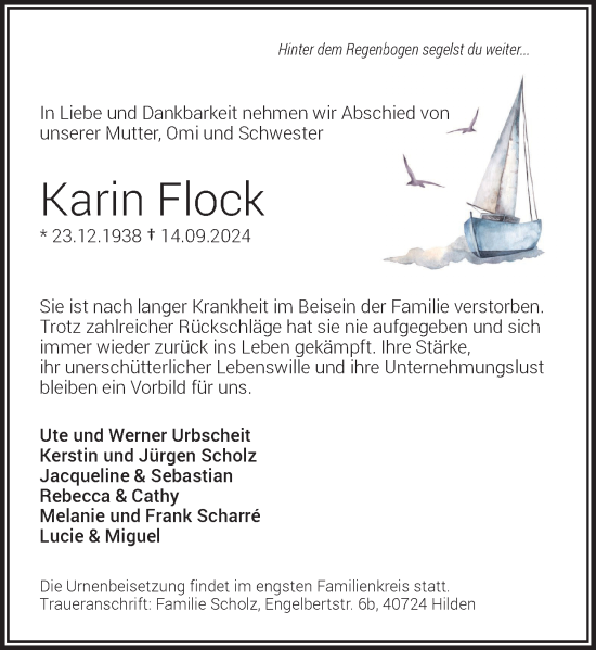 Traueranzeige von Karin Flock von Rheinische Post