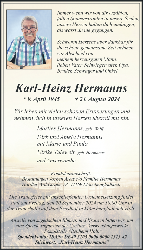 Traueranzeige von Karl-Heinz Hermanns von Rheinische Post